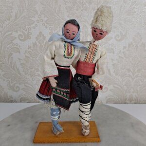 Handcrafted Traditional Costumed Male & Female Bulgarian Dancers Figurine Decor